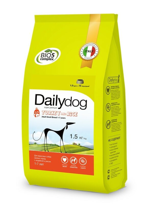Сухой корм Dailydog для собак мелких пород с индейкой и рисом - 1