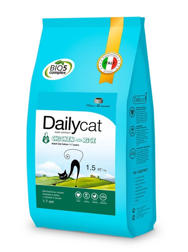 Dailycat Adult Indoor Chicken and Rice сухой корм для взрослых кошек с курицей и рисом - 1.5 кг