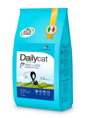 Cухой корм Dailycat Adult Exi Care Fish and Rice для взрослых привередливых кошек с сельдью