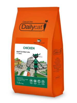 Dailycat Casual Line Adult Steri Lite Chicken корм для стерилизованных кошек с курицей - 1.5 кг