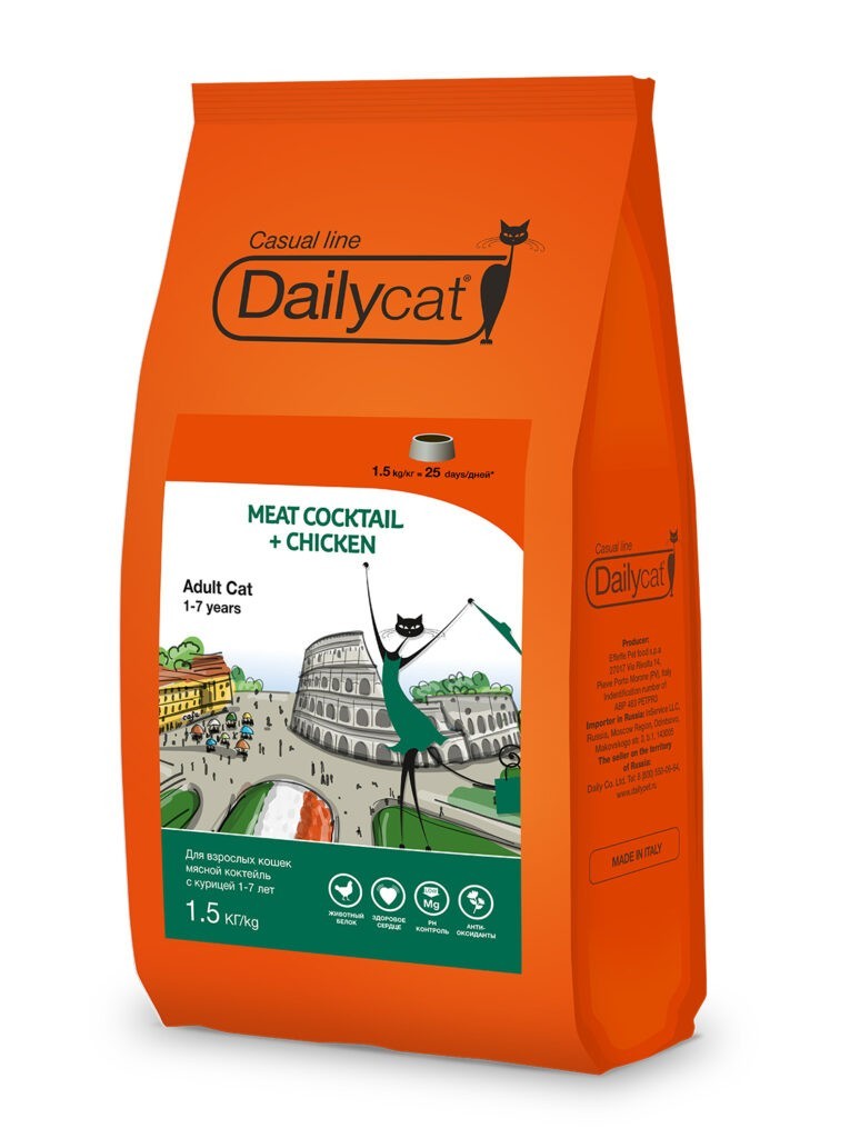 Dailycat Casual Line Meat Cocktail with Chicken сухой корм для кошек мясной коктейль с курицей - 1.5 кг