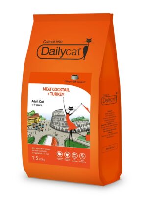 Сухой корм Dailycat Casual Line Meat Cocktail with Turkey для кошек мясной коктейль с индейкой - 1.5 кг