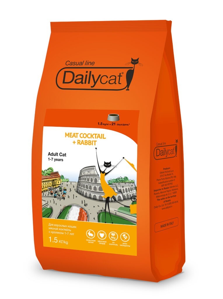 Dailycat Casual Line Meat Cocktail with Rabbit сухой корм для кошек мясной коктейль с кроликом - 1.5 кг