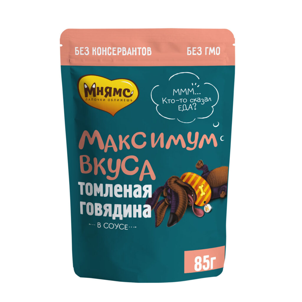 Пауч Мнямс томленая говядина в соусе для собак "Максимум вкуса" 85 г