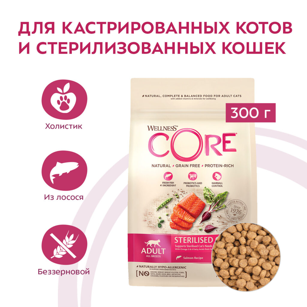 Сухой корм CORE для стерилизованных кошек и кастрированных котов