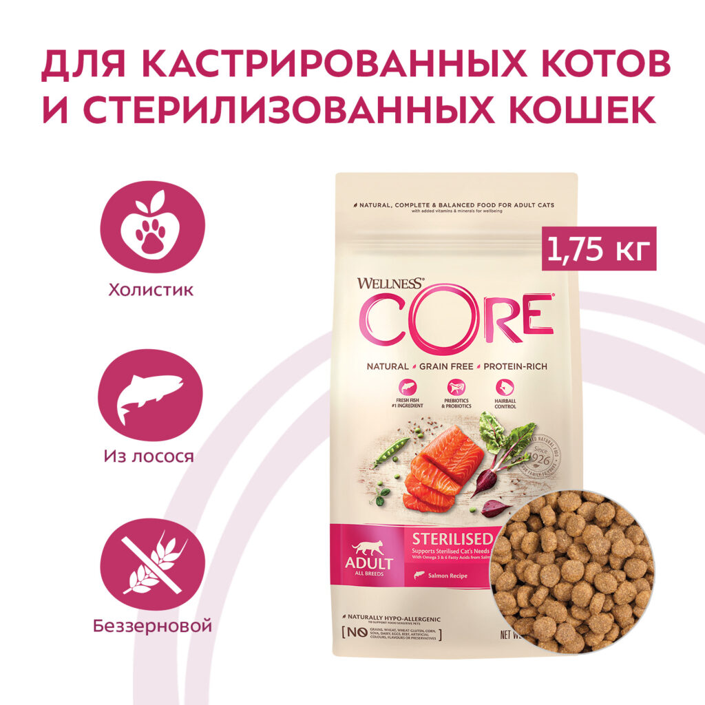 Сухой корм CORE для стерилизованных кошек и кастрированных котов