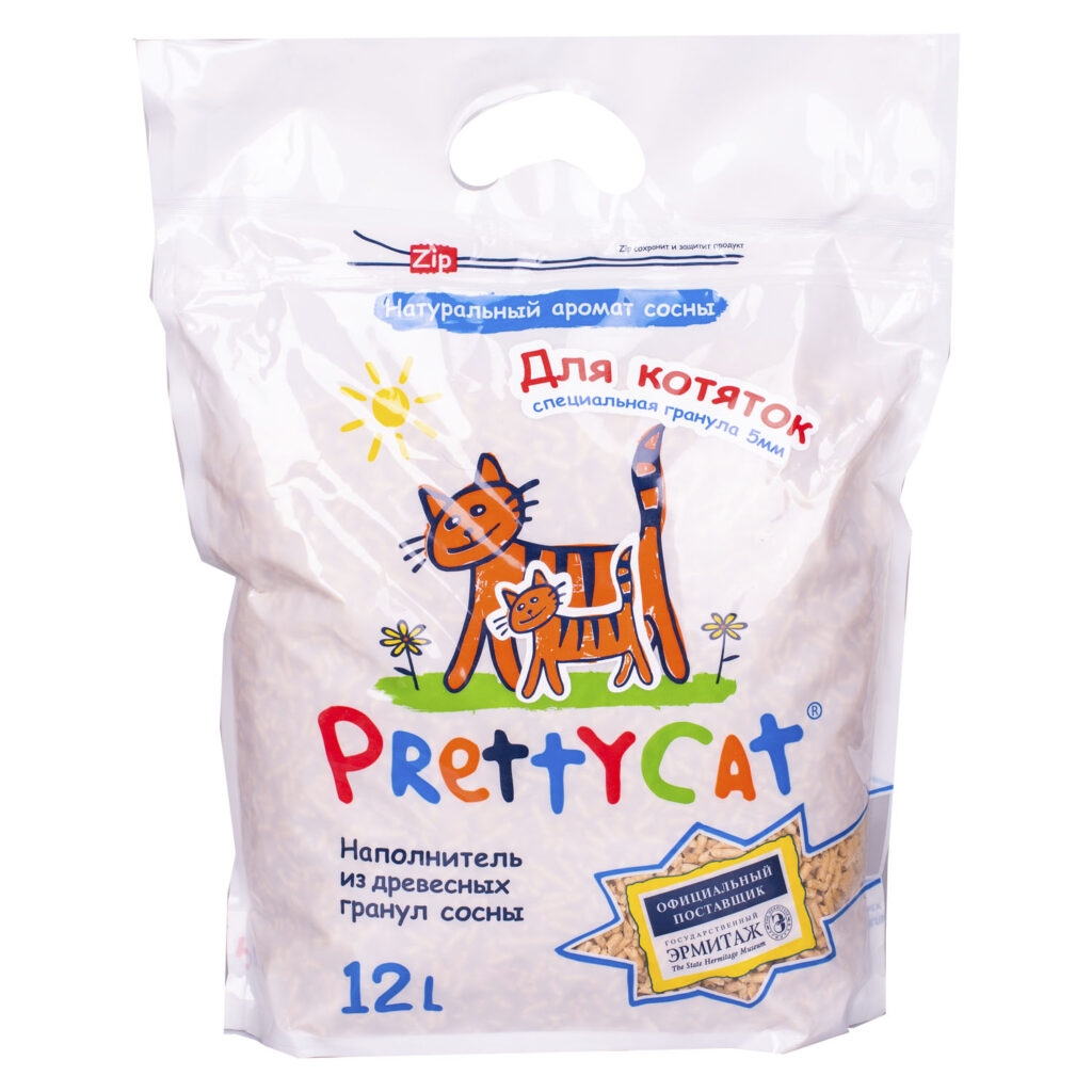 Наполнитель PrettyCat Wood Granules для котят впитывающий древесный 4 кг (12 л)