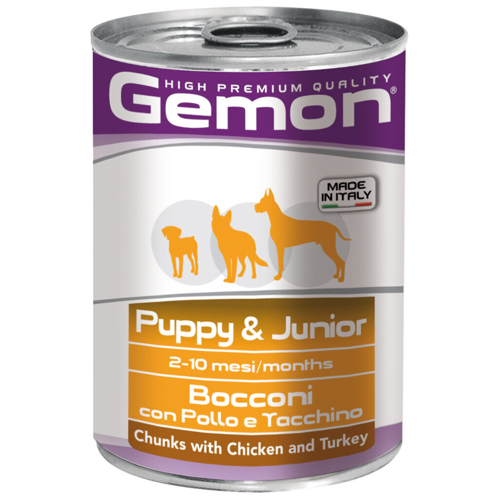 Влажный корм Gemon Dog для щенков кусочки с курицей и индейкой