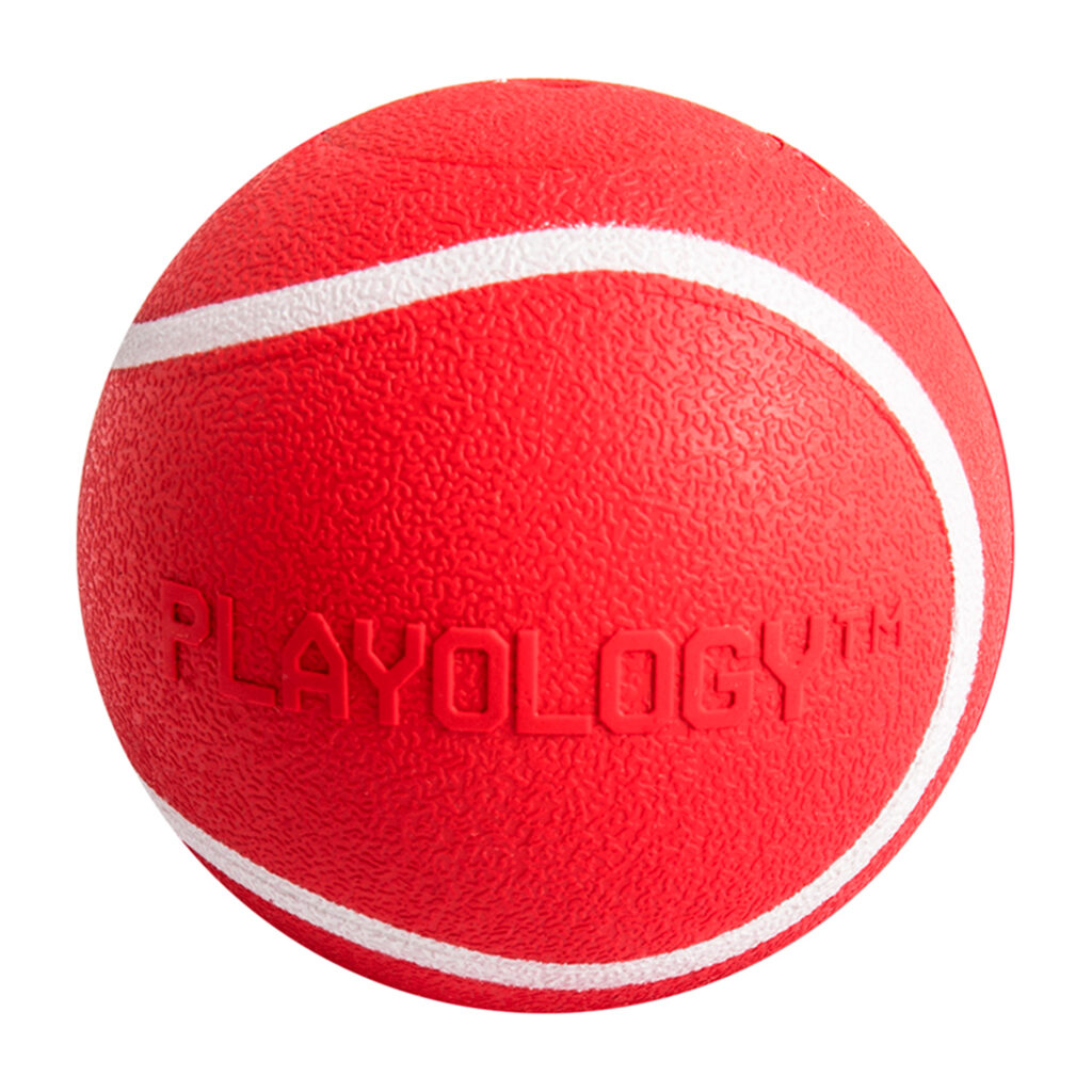 Жевательный мяч Playology SQUEAKY CHEW BALL 8 см для собак средних и крупных пород с пищалкой и с ароматом говядины