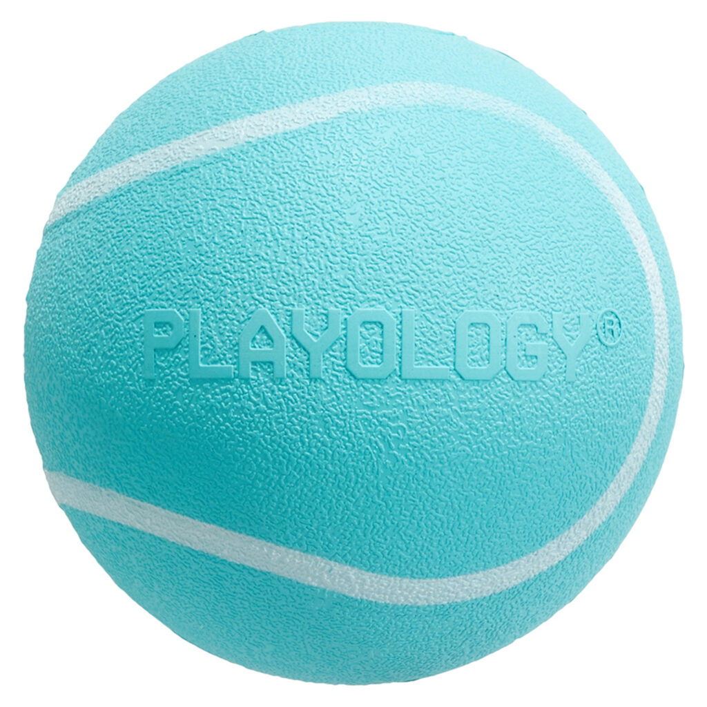 Жевательный мяч Playology SQUEAKY CHEW BALL 8 см для собак средних и крупных пород с пищалкой и с ароматом арахиса