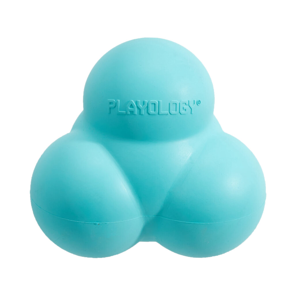 Жевательный тройной мяч Playology SQUEAKY BOUNCE BALL для собак средних и крупных пород с пищалкой и с ароматом арахиса