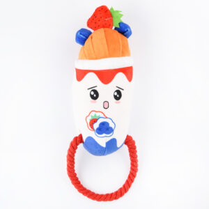 Игрушка Mr.Kranch для собак "Йогурт" плюшевая с канатиком  и пищалкой 19 см